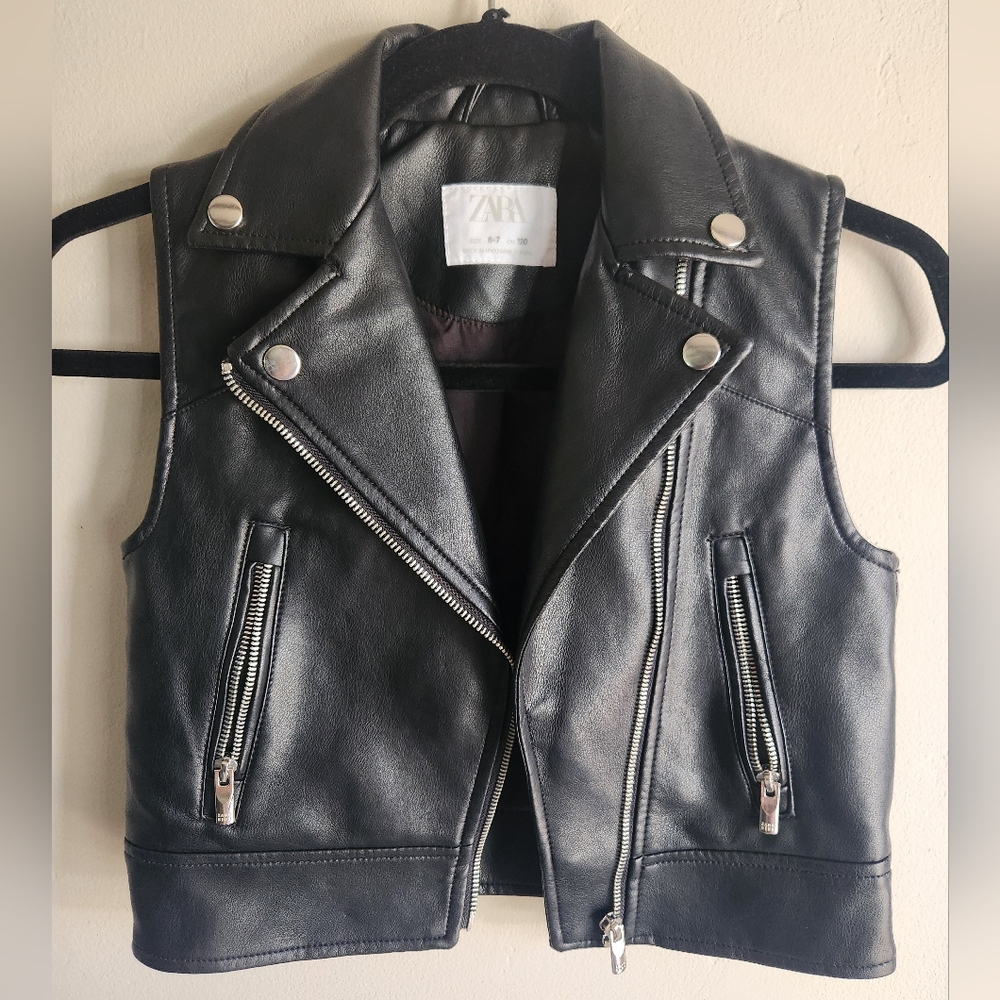 Zara Black Leather Vest for Kids